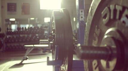 Fototapeta premium Close-up of a Weight Plate on a Barbell in a Gym