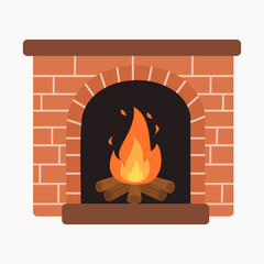 Fireplace vector illustration isolated on white background