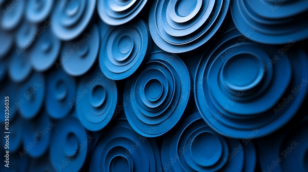 Poster abstract paper cut circular pattern with layered shapes, forming a modern, dynamic design, paper cut