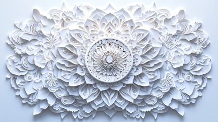 Paper cut mandala with a symmetrical, repeating pattern for spiritual or meditation decor, paper cut mandala, decorative spiritual pattern