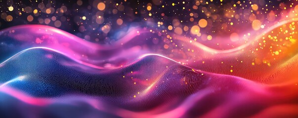 Fototapeta premium Colorful waves and soft bokeh effects flow in a vibrant abstract background suited for artistic projects.