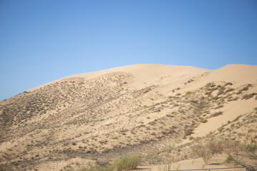 Mountains of sand in the desert. Dagestan, the Caucasus