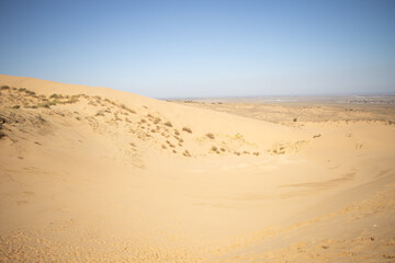 Mountains of sand in the desert. Dagestan, the Caucasus