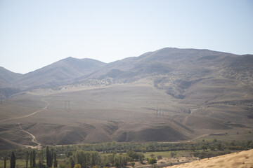 Mountains in the fog in Dagestan in the Caucasus