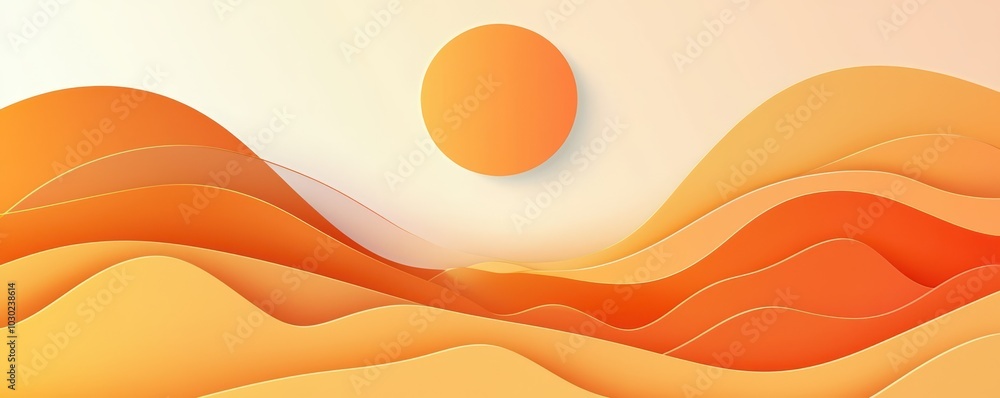 Poster abstract wavy orange background with curved shapes and soft gradients creating a fluid, modern desig