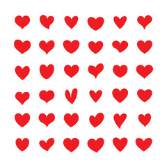 Heart, love, romance or valentine's day red heart. Heart vector icons. Artistic red heart love symbols isolated editable vector illustration