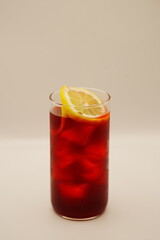 glass, drink, cocktail, ice, alcohol, cold, beverage, red, isolated, juice, tea, fruit, white, lemon, liquid, orange, fresh, refreshment, bar, cool, sweet, slice, cherry, green, citrus