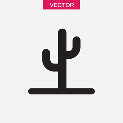 Desert plant, vector  cactus line icon, vector flat black simple illustration for web and app..eps