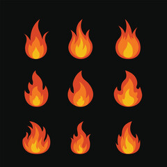 Cartoon fire flame. Fires image, hot flaming ignition, flammable blaze heat explosion danger flames energy vector concept