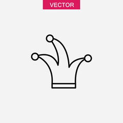 Joker hat icon vector, simple flat black linear illustration for web and app..eps
