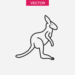 Kangaroo line icon, vector flat linear illustration for web and app..eps