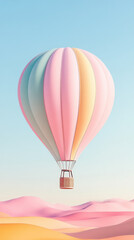 Fototapeta premium Whimsical Watercolor Hot Air Balloon in Desert Landscape