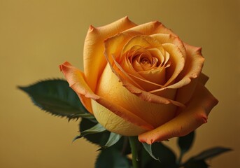 orange rose on yellow background