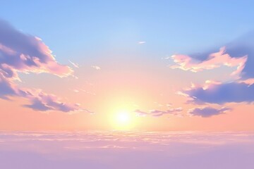 Fototapeta premium A vibrant sunrise paints the sky in shades of pink and orange over fluffy clouds