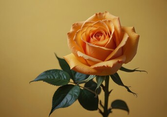 orange rose on yellow background