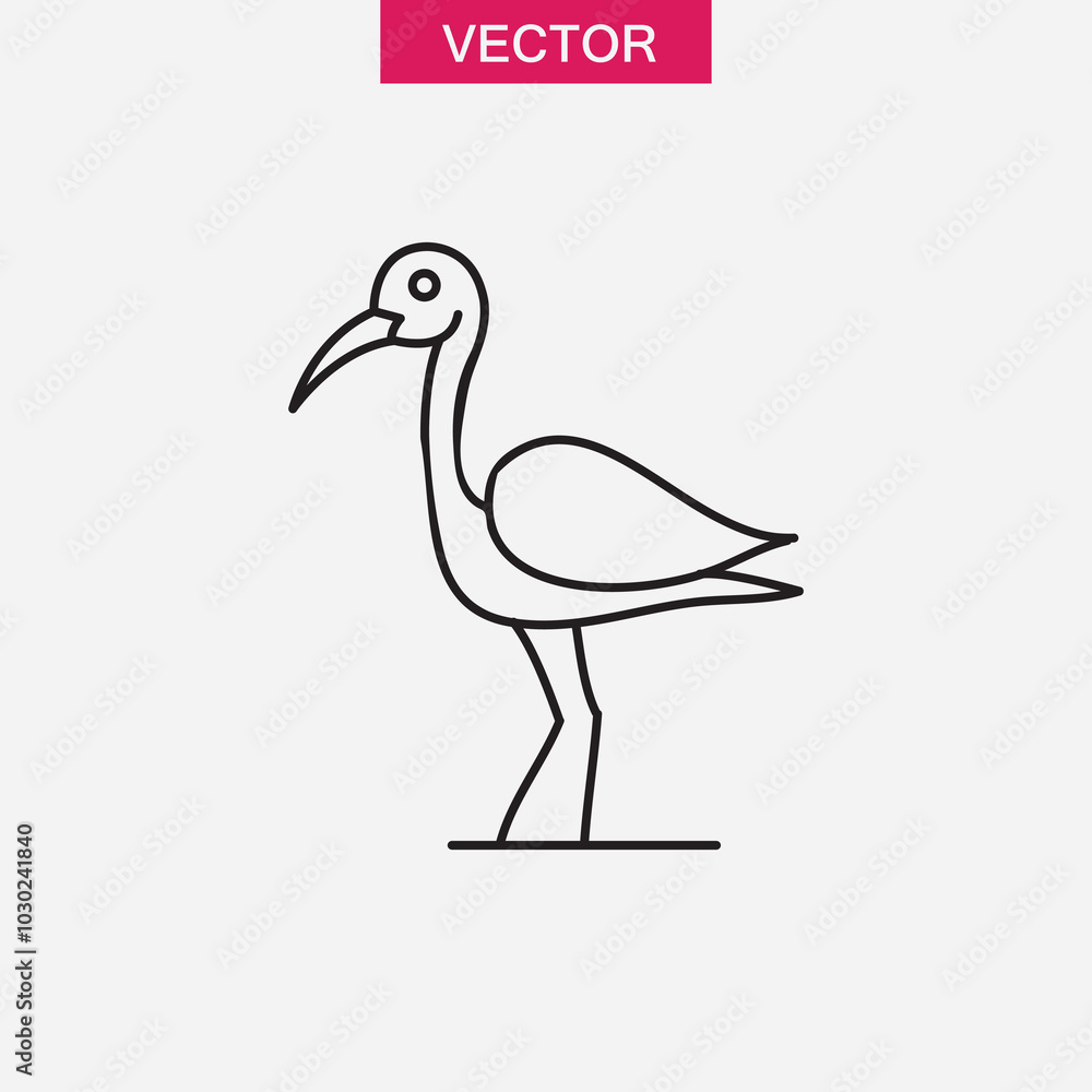 Poster stork bird line icon.vector simple linear illustration for web and app..eps