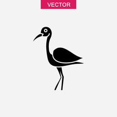 Stork bird vector icon, simple flat black trendy style illustration for web and app..eps
