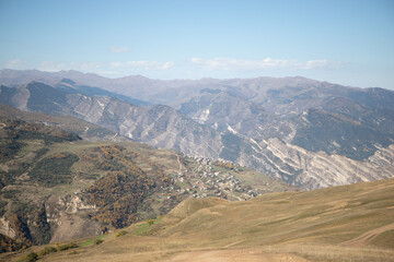 Fototapeta premium Mountains in Dagestan in the Caucasus and the blue sky