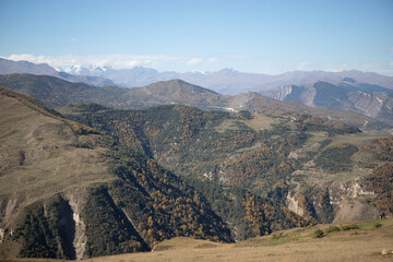 Fototapeta premium Mountains in Dagestan in the Caucasus and the blue sky