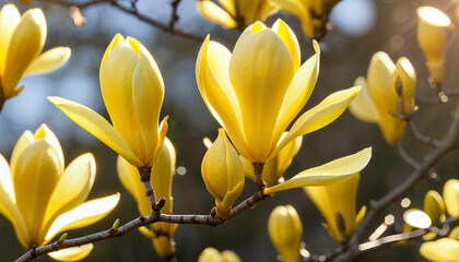 Obraz premium beautiful yellow magnolia flower blossom