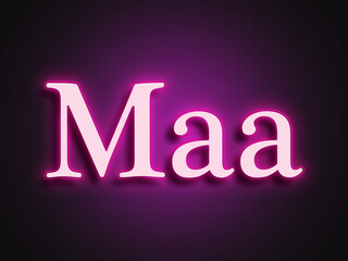 Pink glowing Neon light text effect of Hindi word Maa.	