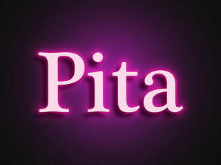 Pink glowing Neon light text effect of Hindi word Pita.	