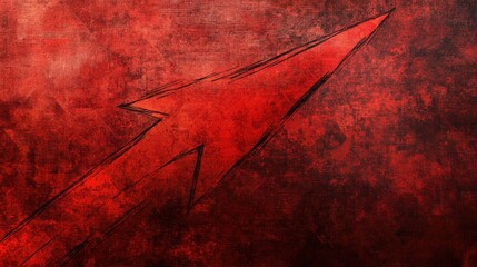 Dynamic Red Arrow Upward on Rough Surface