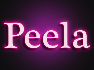 Pink glowing Neon light text effect of Hindi word Peela.	