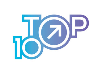 blue-pink top 100 logo. top 100 concept for the world of music, sports, business, technology, education