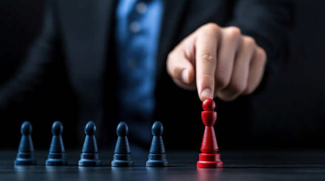 Business Strategy Concept With Red Chess Pawn

