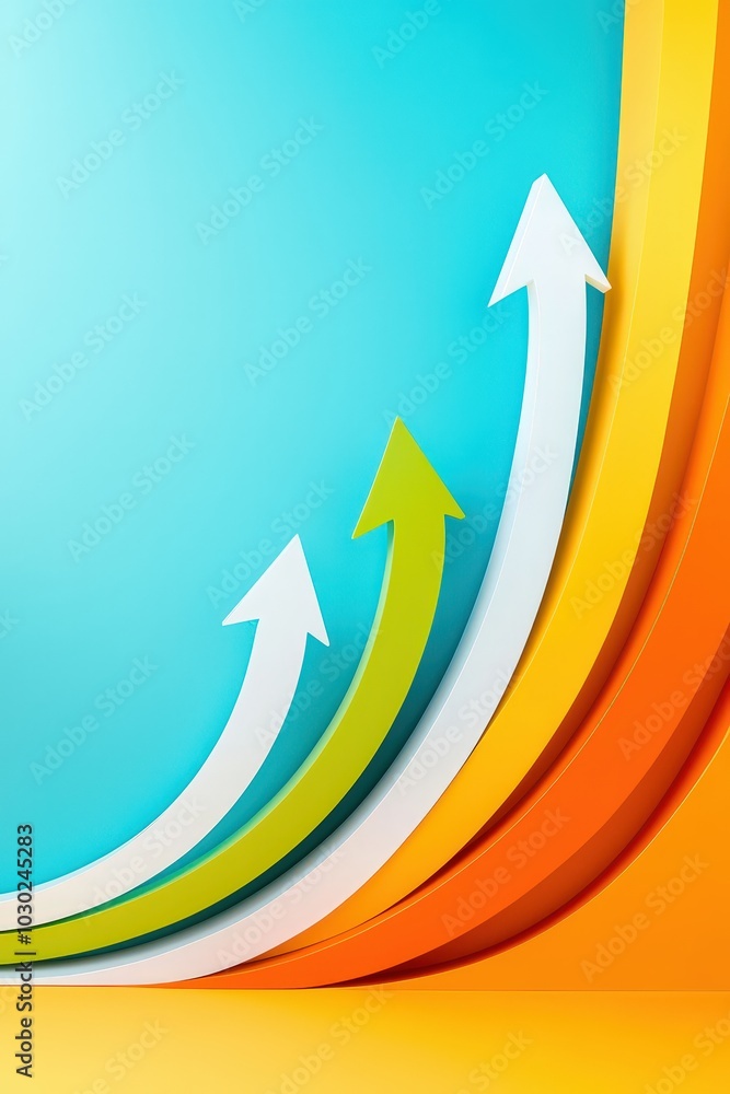 Poster gradient-toned curves flowing upward representing growth and progress