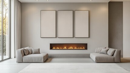 Stylish Living Room with Fireplace and Modern Furniture