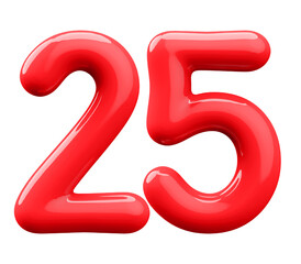Red 3D Number 25