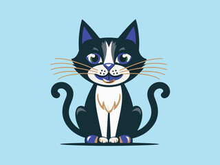 Cat flat vector cartoon style illustration