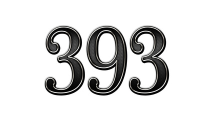 black metal 3d design of number 393 on white background.