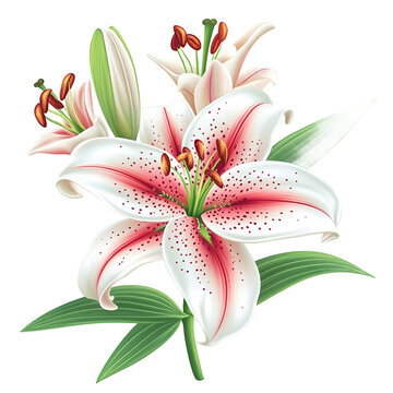 Elegant Stargazer Lily Flower on a White Background