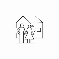 house with couple icon sign vector