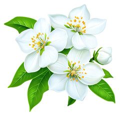 Fototapeta premium Beautiful Jasmine Flower Arrangement with Green Leaves