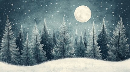 Moonlit Pines, Evergreen trees