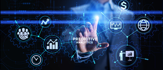 Predictive analytics Big Data analysis Business intelligence internet and modern technology concept on virtual screen.