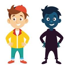 Funny boy in colour and silhouette