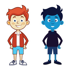 Funny boy in colour and silhouette