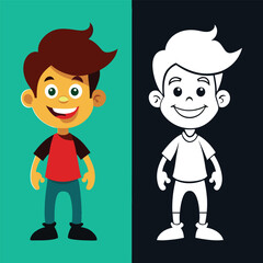 Funny boy in colour and silhouette