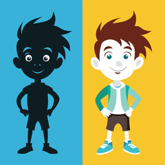 Funny boy in colour and silhouette