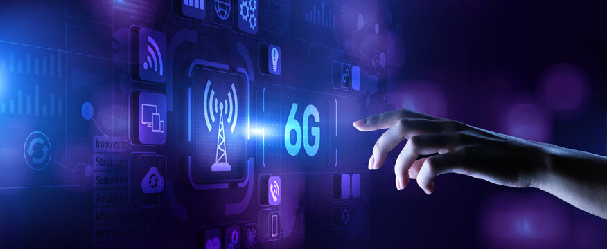 6G New generation high speed wireless mobile internet connection concept.