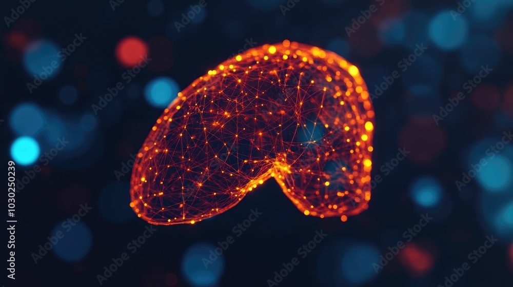 Aufkleber digitally rendered image of a liver illuminated by glowing nutrient pathways symbolizing the detoxif