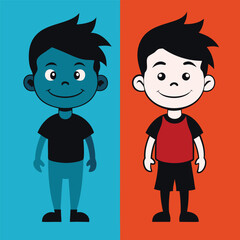 Funny boy in colour and silhouette