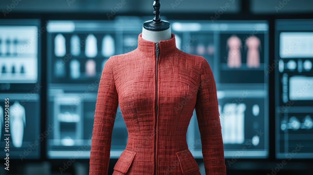 Poster fashion designer leveraging technology to experiment with virtual fabrics styles and designs in real