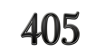 black metal 3d design of number 405 on white background.