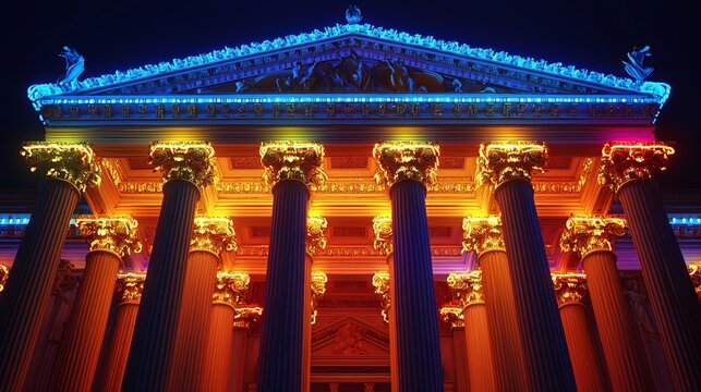 Neon Outline of Borghese Facade